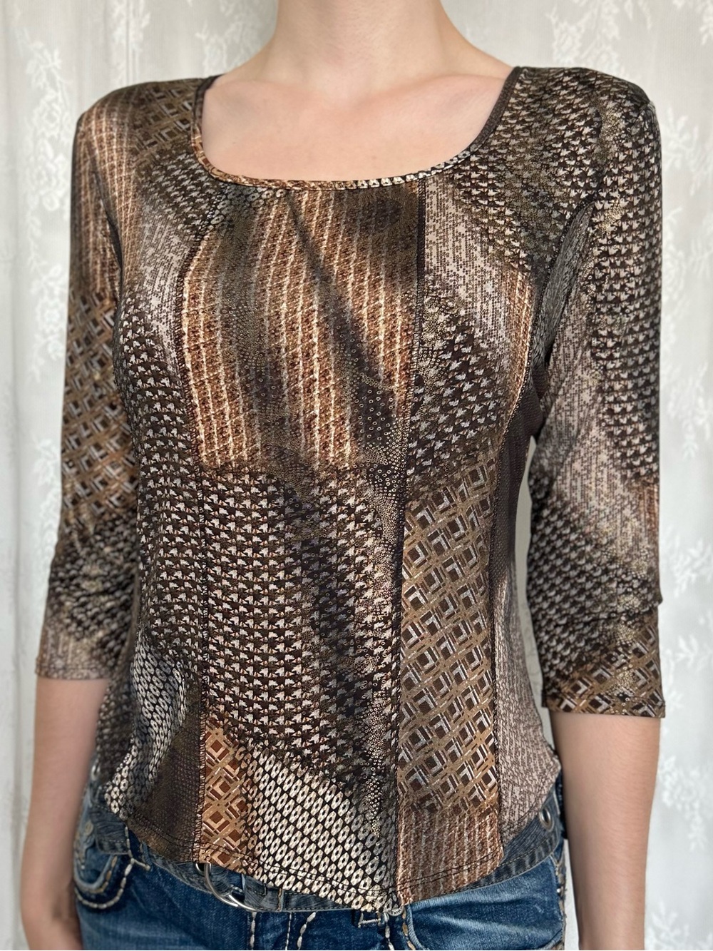 Fairycore Gold Metallic Half Sleeve Blouse
